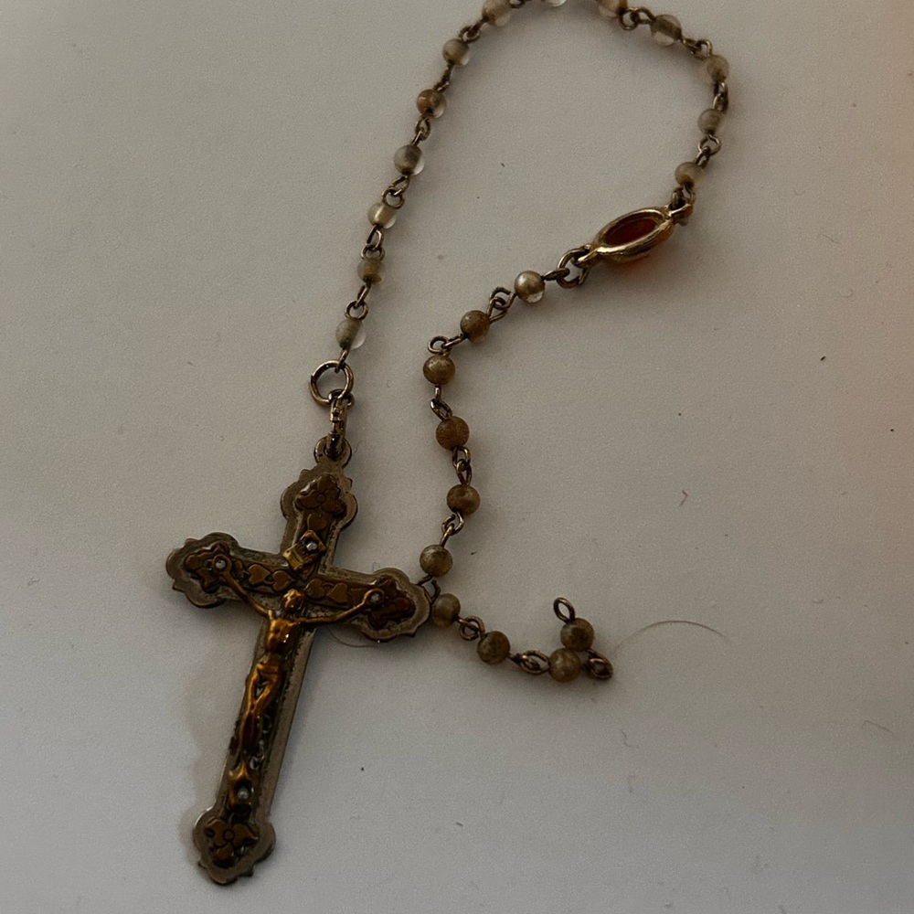 Neiman Marcus Elegant Italian Bronze Rosary Necklace
